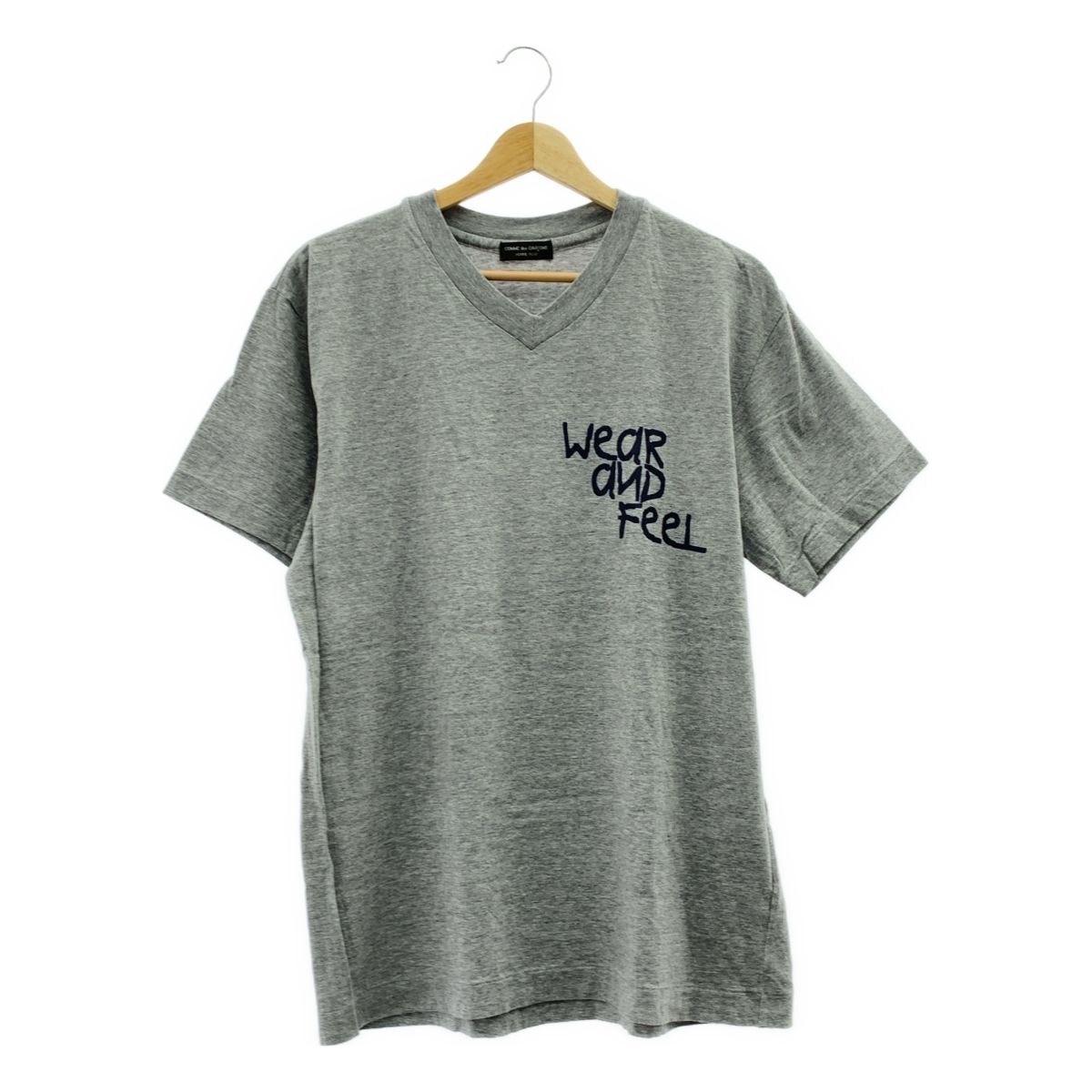 COMME des GARCONS HOMME PLUS コムデギャルソンオムプリュス AD1997 wear and feel プリント VネックTシャツ グレー メンズ