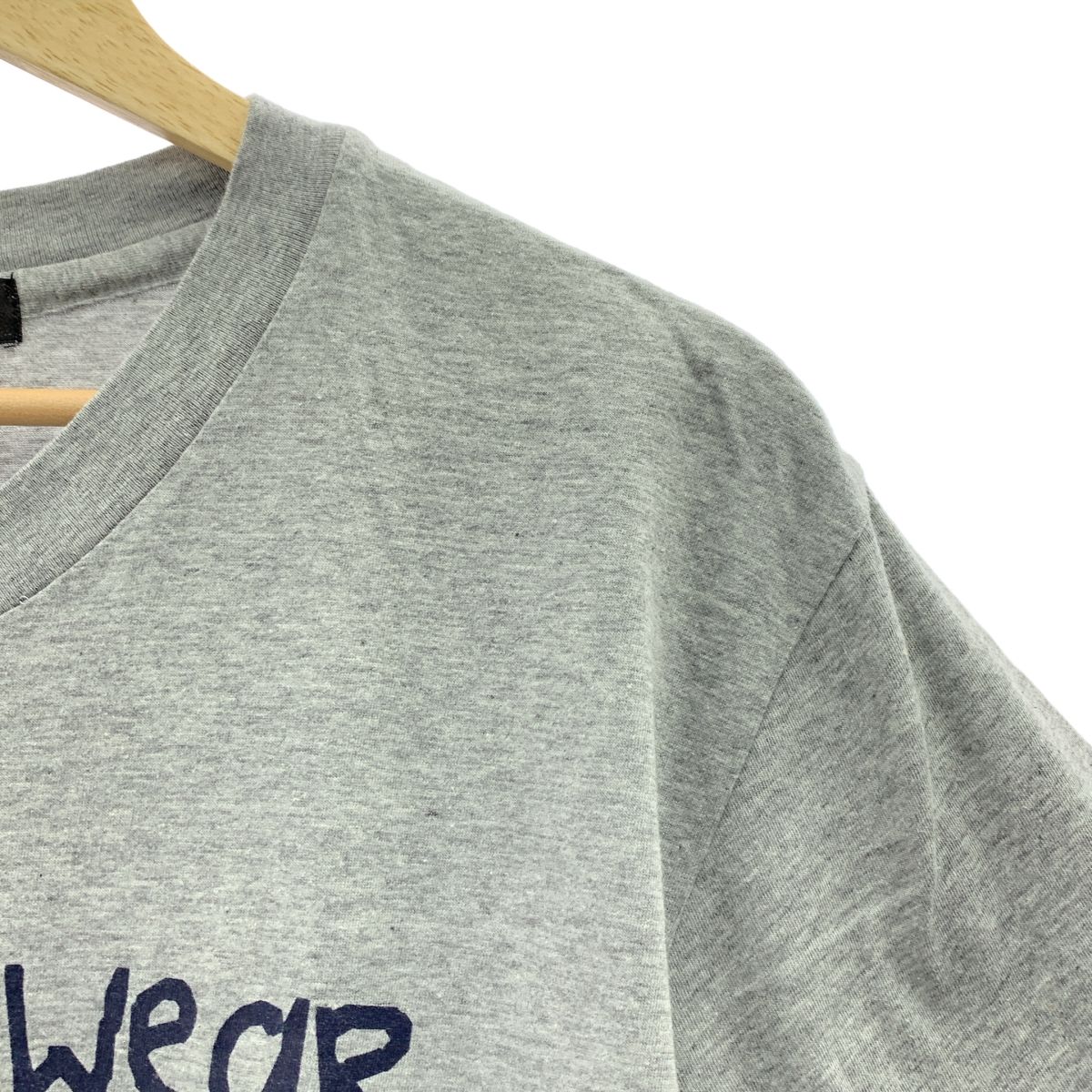 美品 COMME des GARCONS Vネック プリントTシャツ SS ブルー×グレー コムデギャルソン