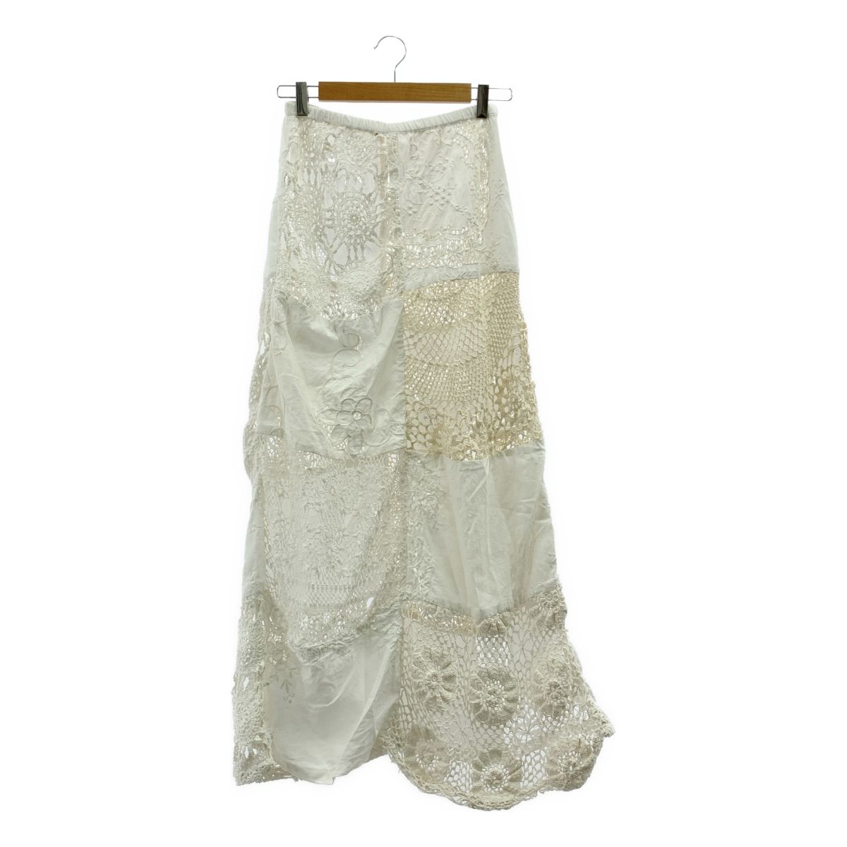 MALION マリオンヴィンテージ コットン クロシェ ロングスカート F ホワイト レディース