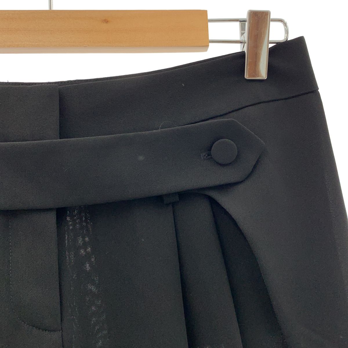 ALEXANDER WANG アレキサンダーワン ベルトデザイン タック シアー パンツ 2 ブラック レディース