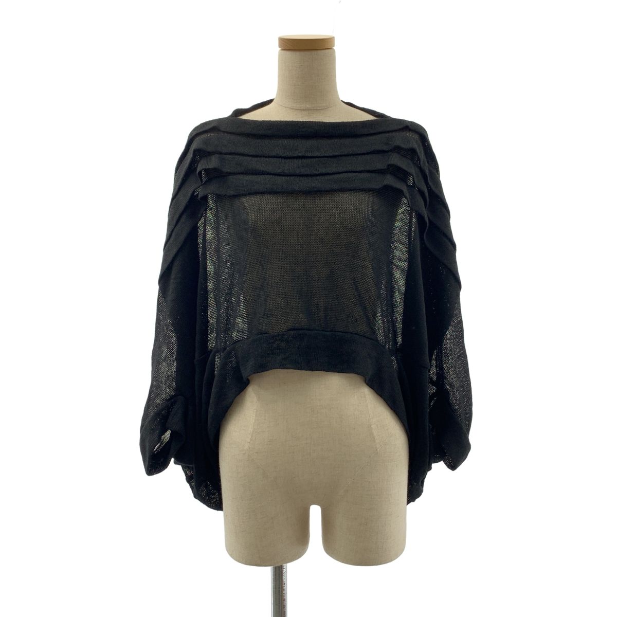 JUNYA WATANABE COMME des GARCONS ジュンヤワタナベ 2018SS リネン ナイロン ドルマンスリーブ ニット S ブラック レディース