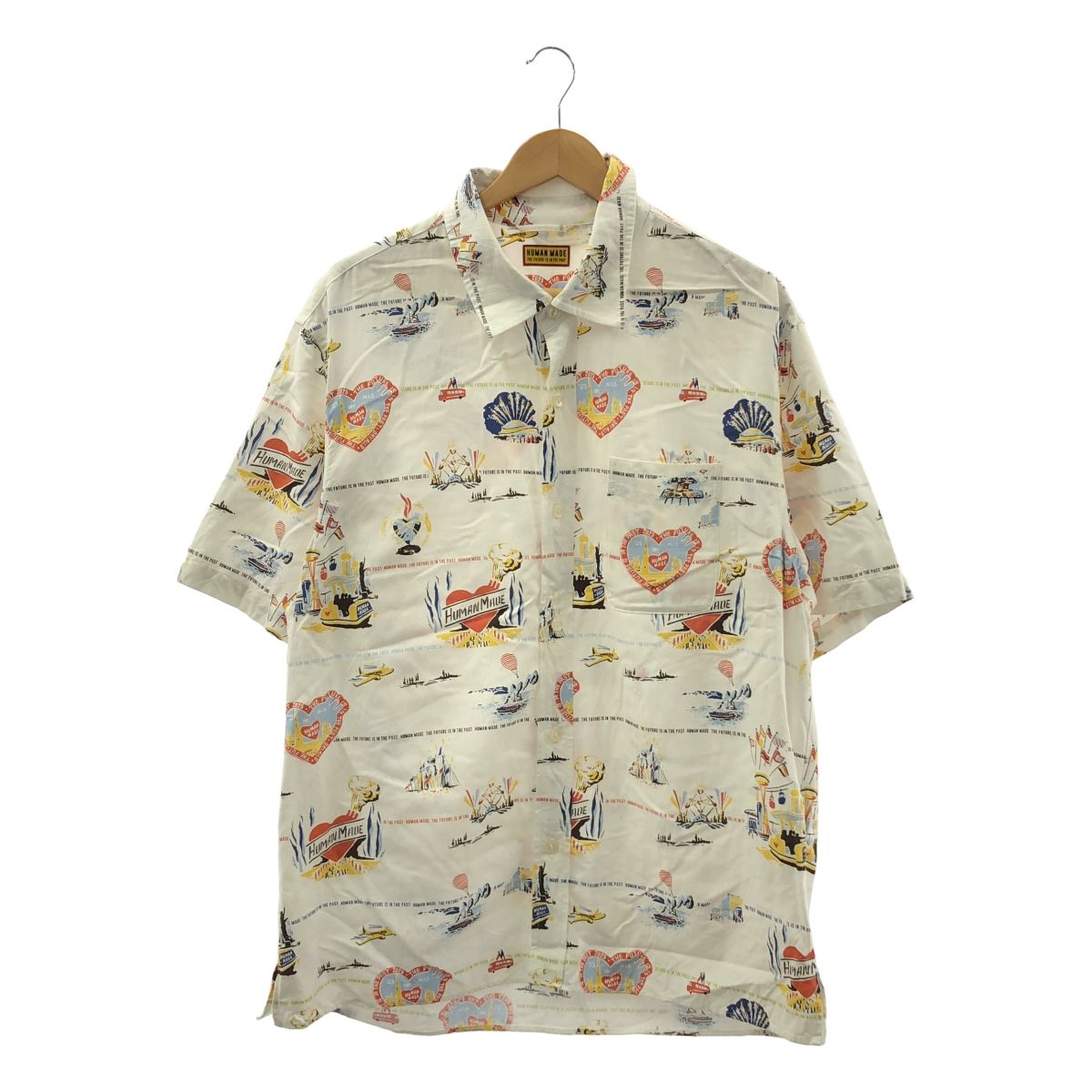 HUMAN MADE ヒューマンメイド 総柄 オーバーシルエット シャツ XXL ホワイト メンズ