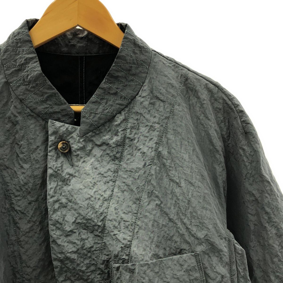 ziggy chen ジギーチェン 2019SS 4B Peaked Lapel Jacket シワ加工 ナイロン ジャケット 46 ブルーグレー メンズ