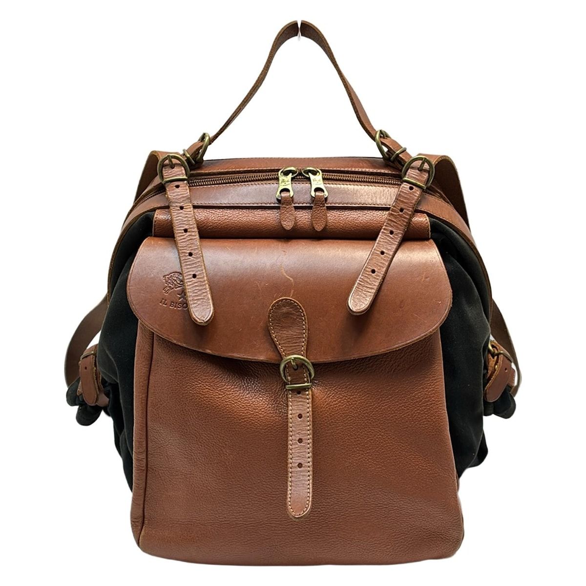 IL BISONTE イルビゾンテ リュックサック - 410142 ブラウン×黒 3way レザー