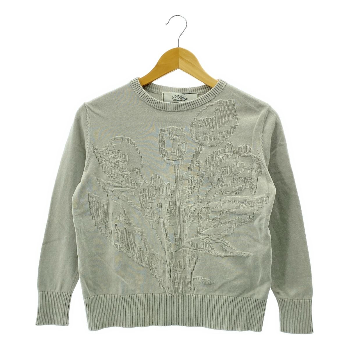 Pillings ピリングス コットン ジャガード ニット プルオーバー グレー レディース