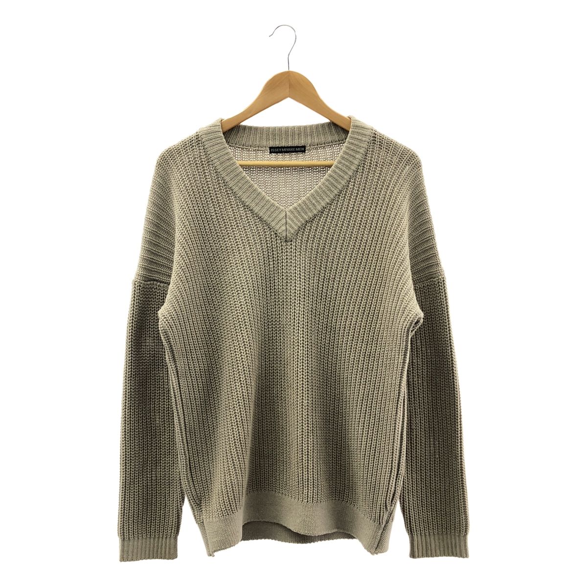 ISSEY MIYAKE MEN イッセイミヤケメン 2019SS コットン アクリル Vネック ニット 1 ベージュ メンズ WWW_SMP1DAWEKUDUS_SCH_ID