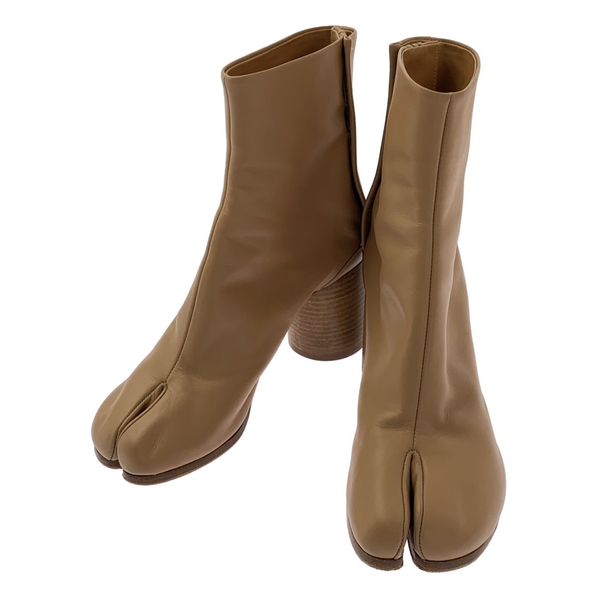 Maison Margiela メゾンマルジェラ tabi タビ レザー チャンキーヒール ショートブーツ ブーティ 足袋 37 ベージュ レディース