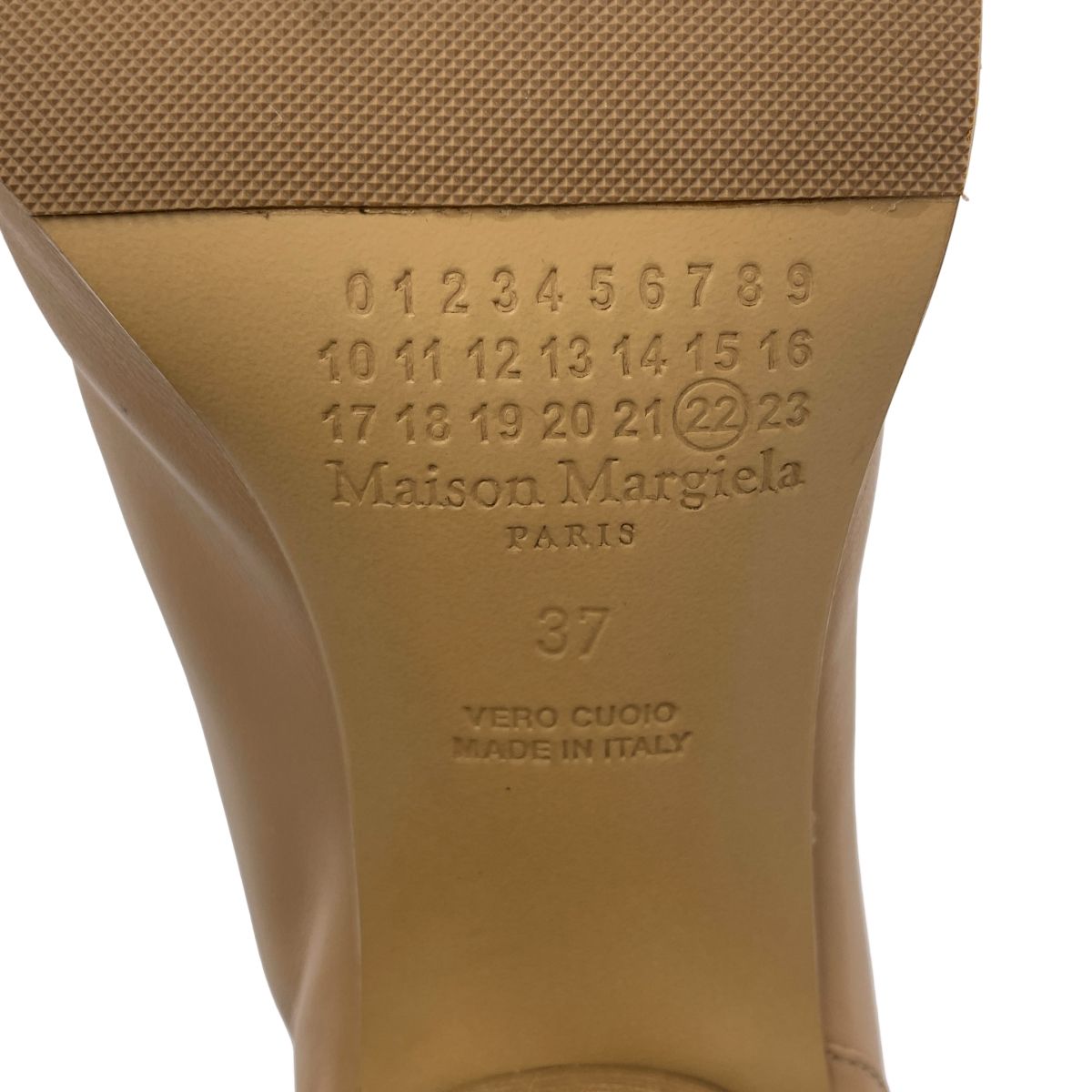  Maison Margiela メゾンマルジェラ tabi タビ レザー チャンキーヒール ショートブーツ ブーティ 足袋 37 ベージュ レディース その他 靴