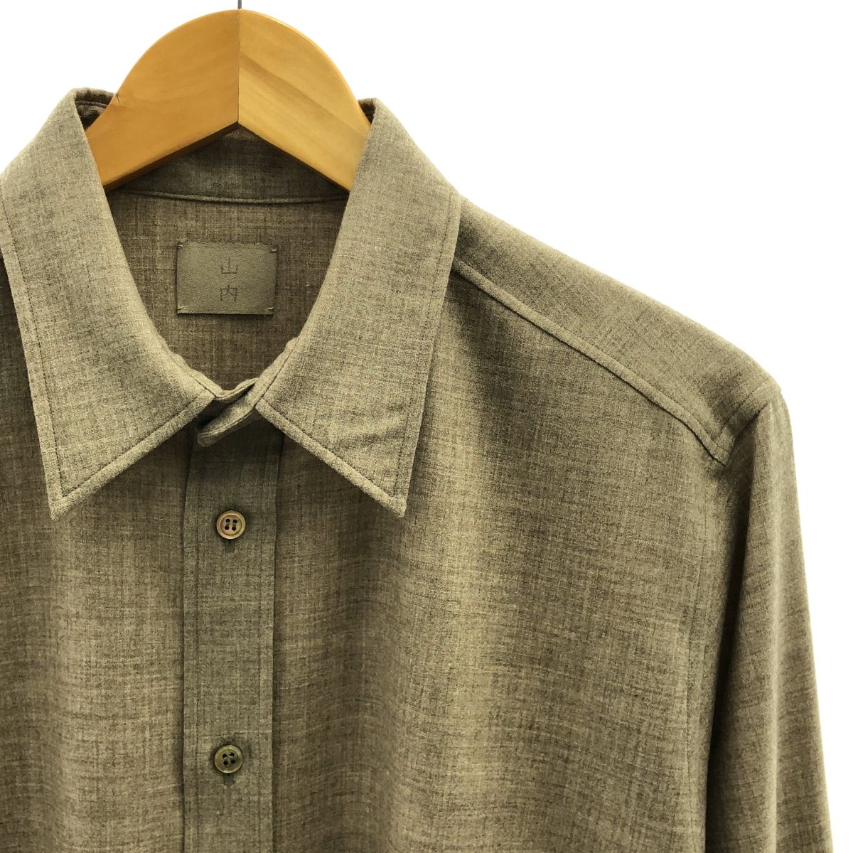 山内 ヤマウチ ヤクウール オーバーシャツ 4 グレー メンズ