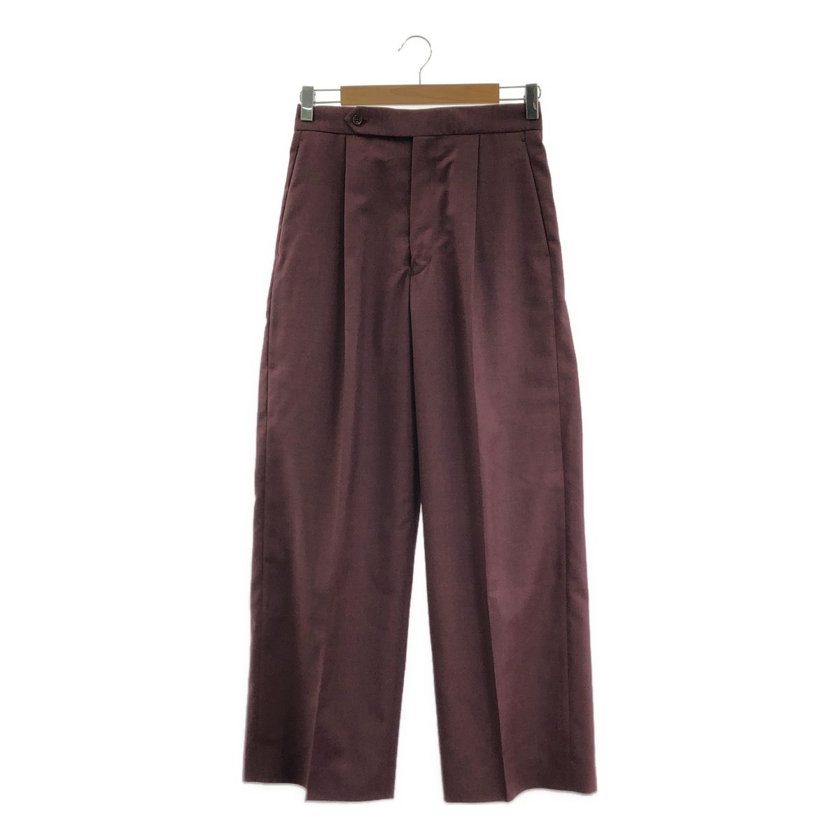 Drawer ドゥロワー RESORT1 ウール タック テーパード パンツ 36 ボルドー レディース