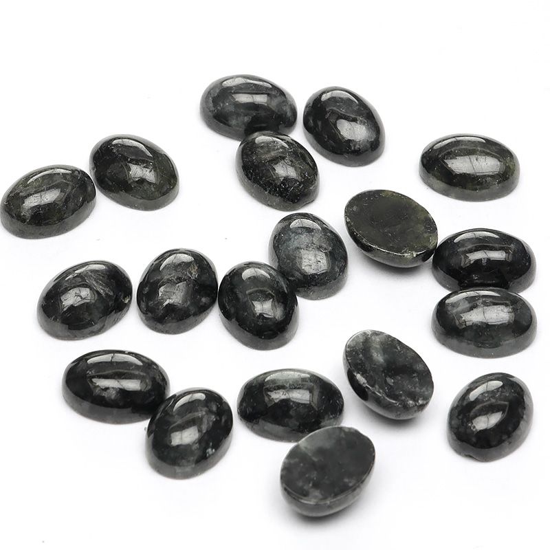 ビルマ産 黒翡翠 ブラックジェダイト オーバル カボション 8×6mm【1コ