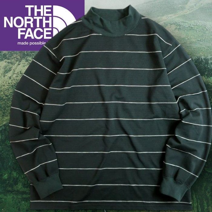 ザ ノースフェイス パープルレーベル ナナミカ フィールド ストライプ ロングスリーブモックネックTシャツ カットソー NT6353N 定価2.4万 アスファルトグレー 064 40216k06