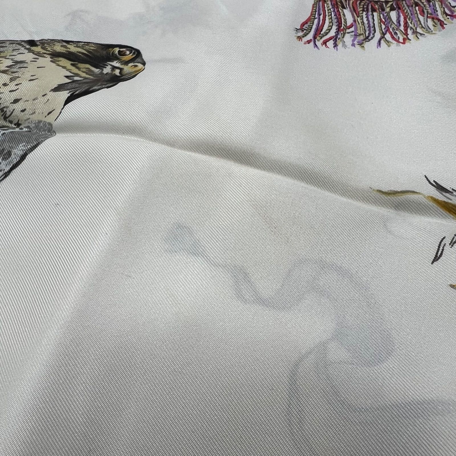  HERMES エルメス カレ90 Chasse à Vol 鷹狩り グレー ストール ショール 小物