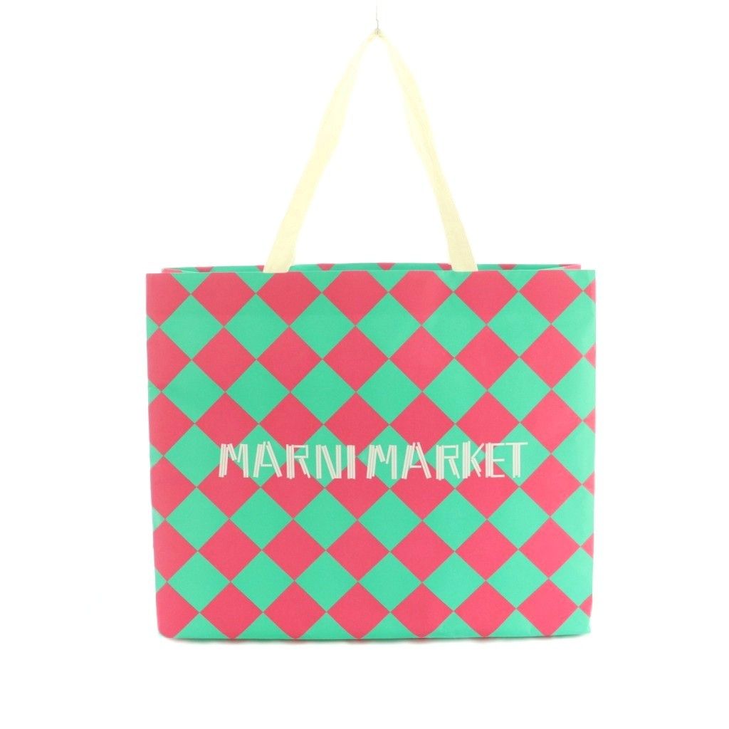 マルニ MARNI フラワーカフェ トートバッグ ストライプ柄 メッシュ