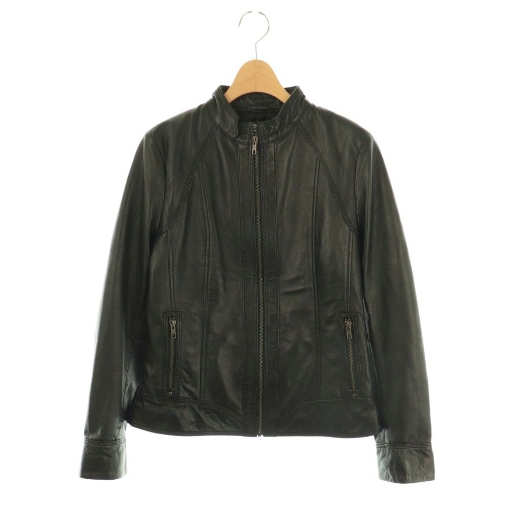 ハルフ Haruf ラムレザーシングルライダースジャケット 羊革 L ブラック DF OS