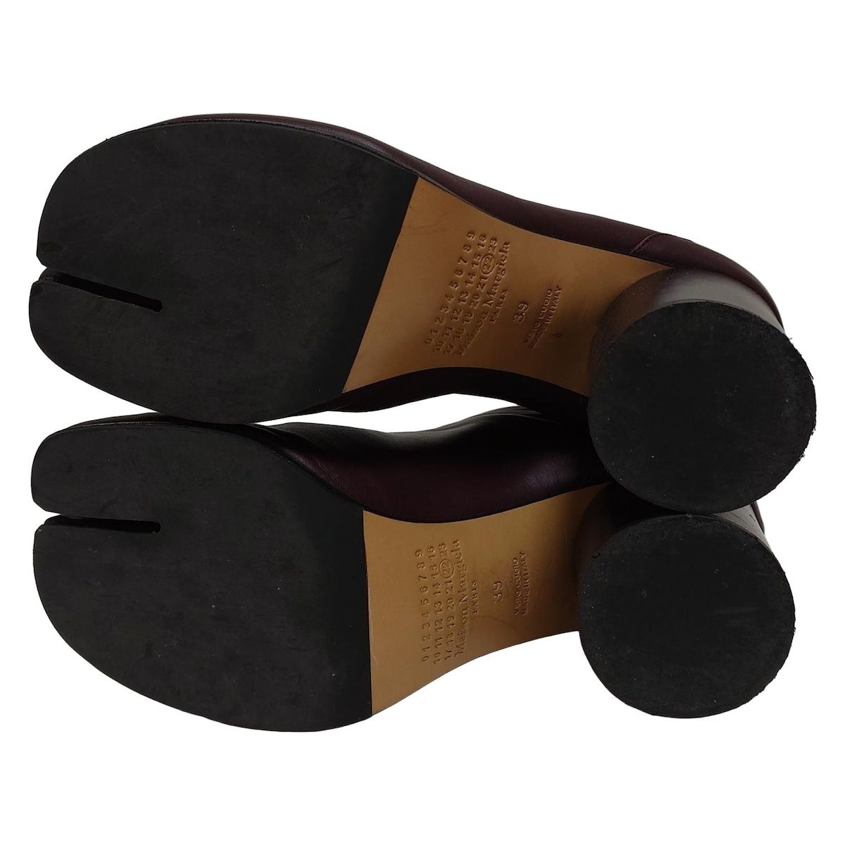  Maison Margiela メゾンマルジェラ ショートブーツ 39 レディース タビブーツ ボルドー アウトソール張替済 レザー ブーティ ブーツ