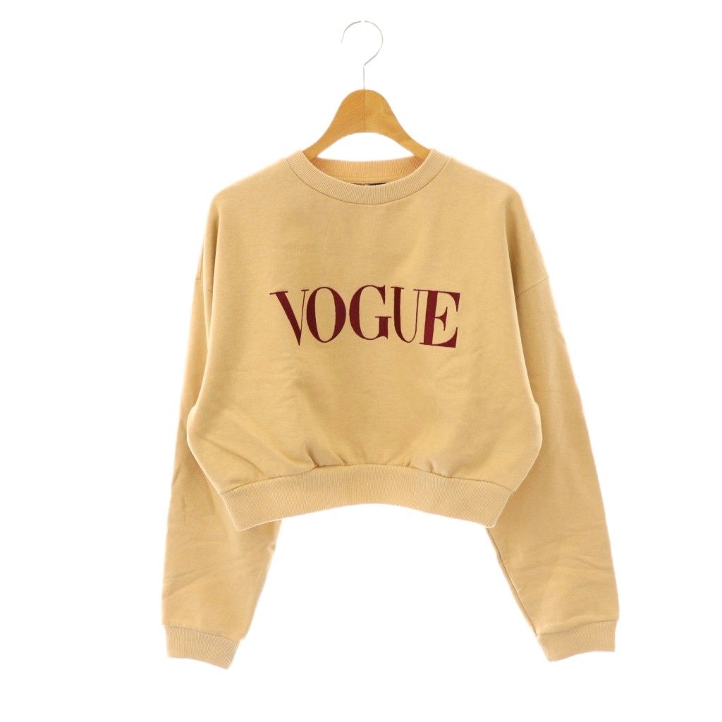 ヴォーグ VOGUE COLLECTION VOGUE刺繍プルオーバ スウェットトップス トレーナー M ベージュ ボルドー CX OS SH