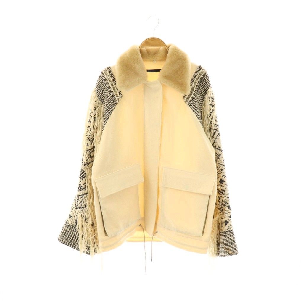 ミュラー オブ ヨシオクボ muller of yoshiokubo フリンジ切替ジャケット2WAYジャケット ブルゾン アイボリー ブラック ES OS