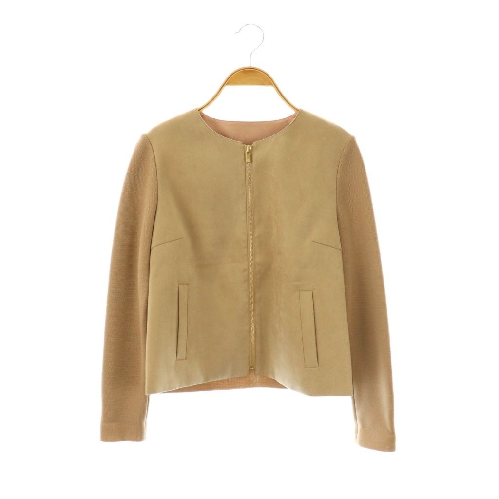 ANAYI ジャケット　38 アナイ ANAYI スエード ノーカラージャケット ドッキング 38 ベージュ