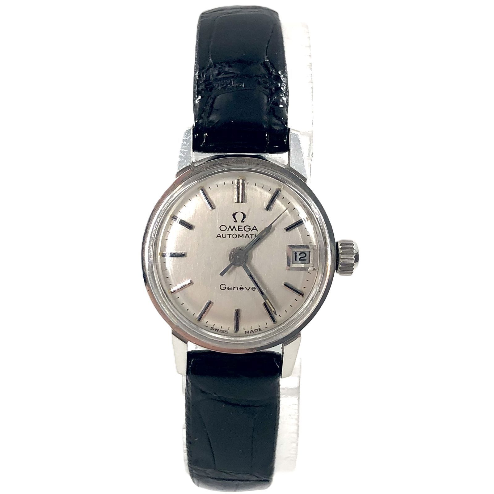 OMEGA オメガ Geneve ジュネーブ デイト AT シルバー文字盤 レディース腕時計 稼動品 PF-364