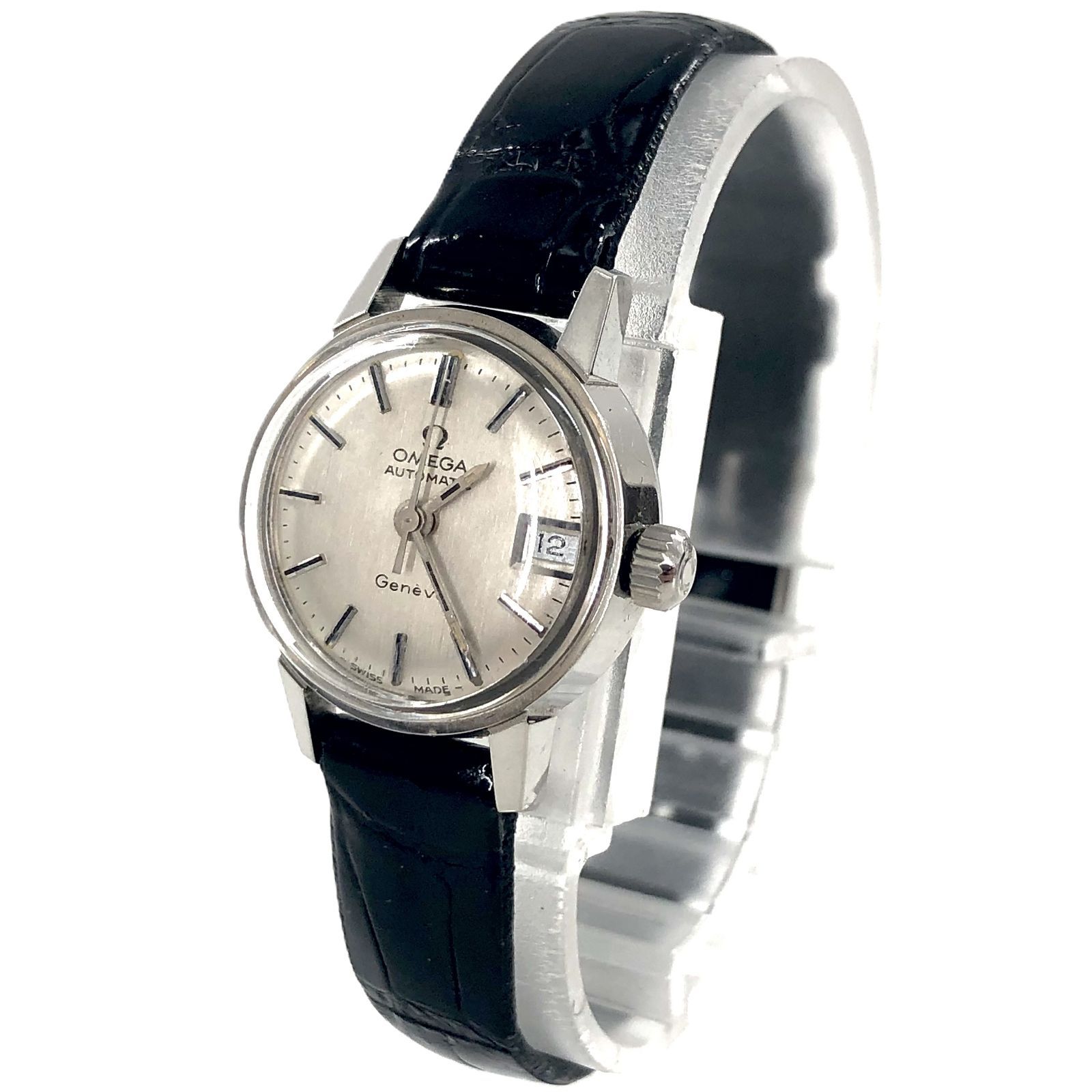 OMEGA オメガ Geneve ジュネーブ デイト AT シルバー文字盤 レディース腕時計 稼動品 PF-364