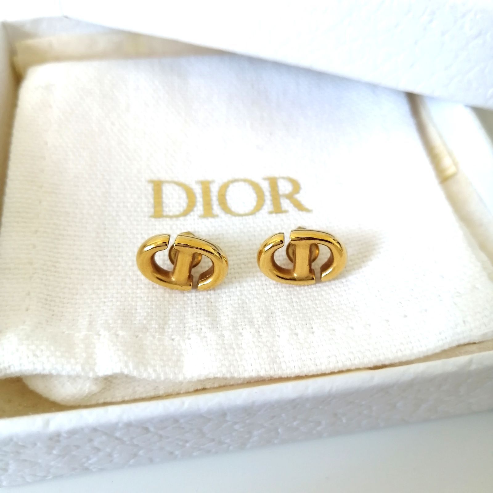 クリスチャン ディオール Christian Dior CD NAVY ネイビー スタッドピアス ゴールド 181