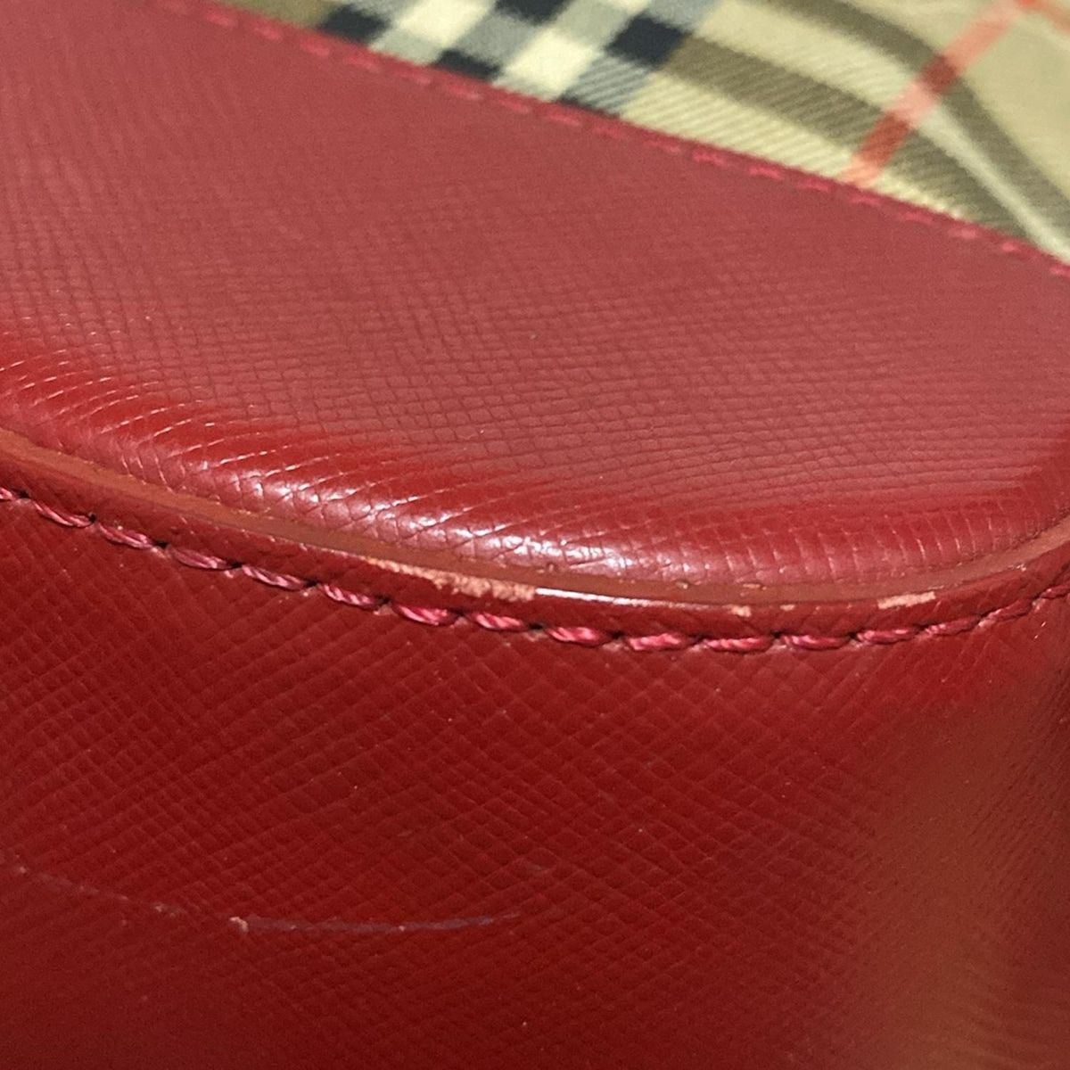  BURBERRY バーバリー リュックサック - ベージュ×レッド×マルチ チェック柄 レザー リュック バックパック バッグ