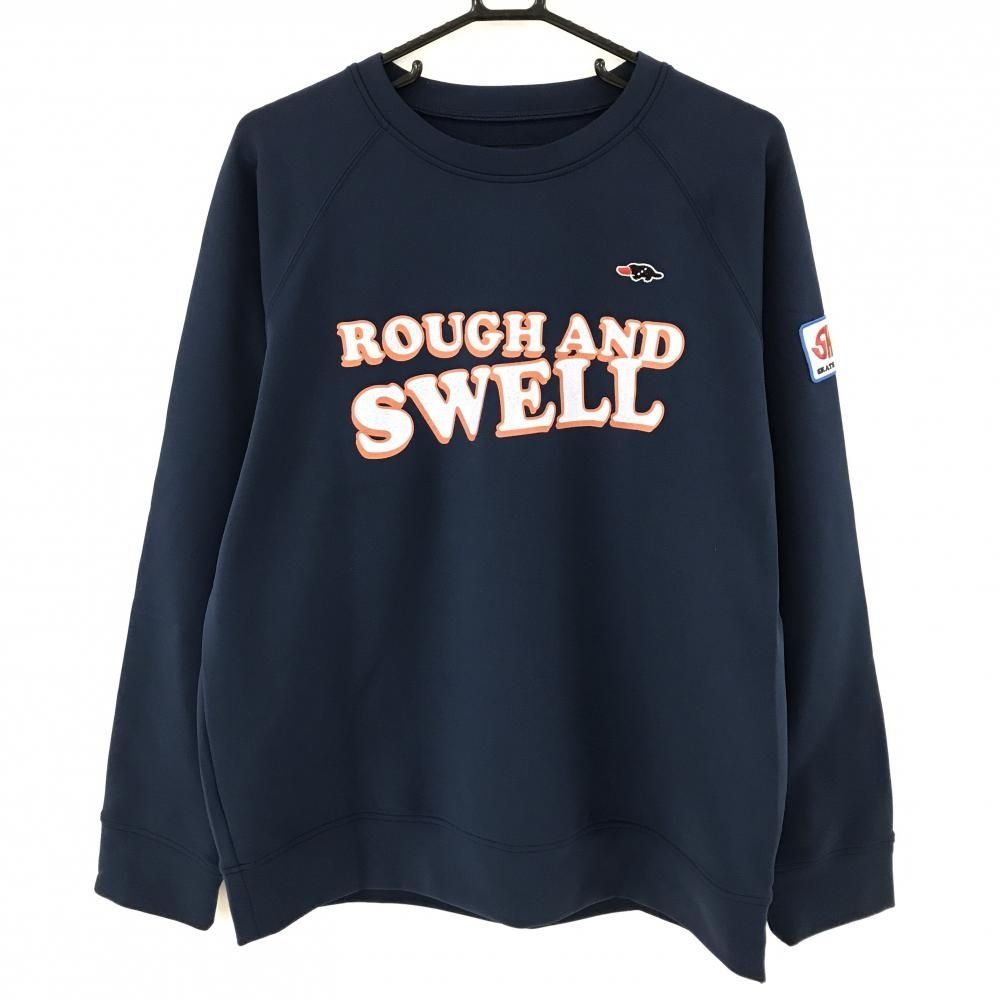 ラフアンドスウェル トレーナー ネイビー×オレンジ 裏微起毛 サイドジップ メンズ XL ゴルフウェア rough＆swell