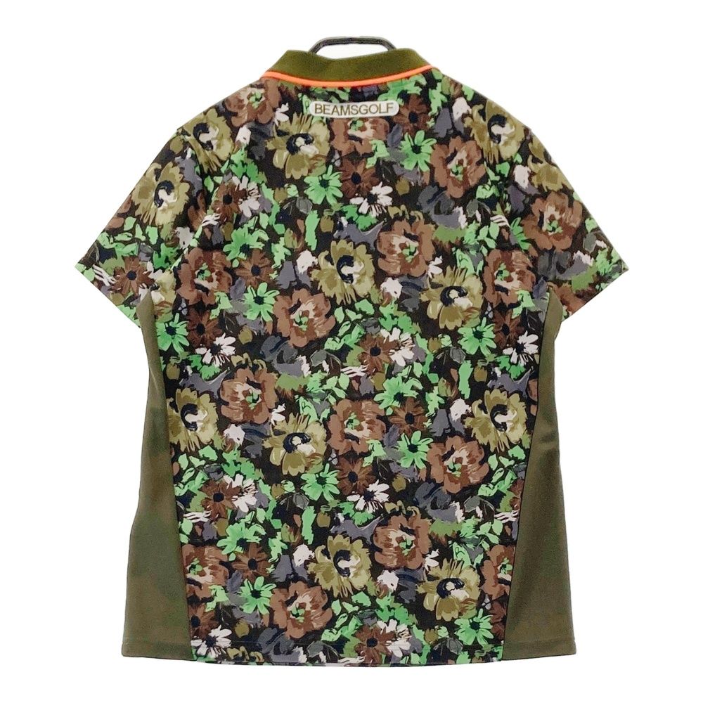 サイズ L BEAMS GOLF ビームスゴルフ モデル 半袖ポロシャツ 花柄 カーキ系 ゴルフウェア レディース ストスト