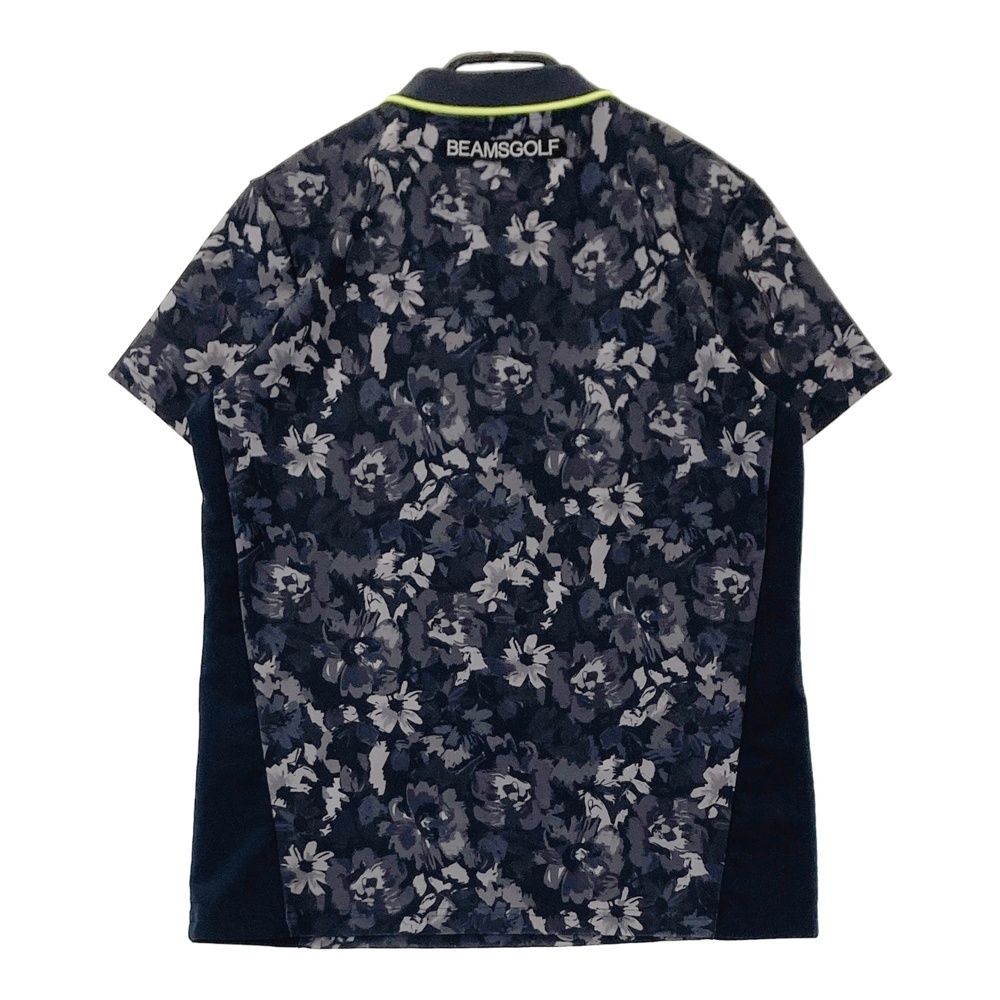 サイズ L BEAMS GOLF ビームスゴルフ モデル 半袖ポロシャツ 花柄 ブラック系 ゴルフウェア レディース ストスト