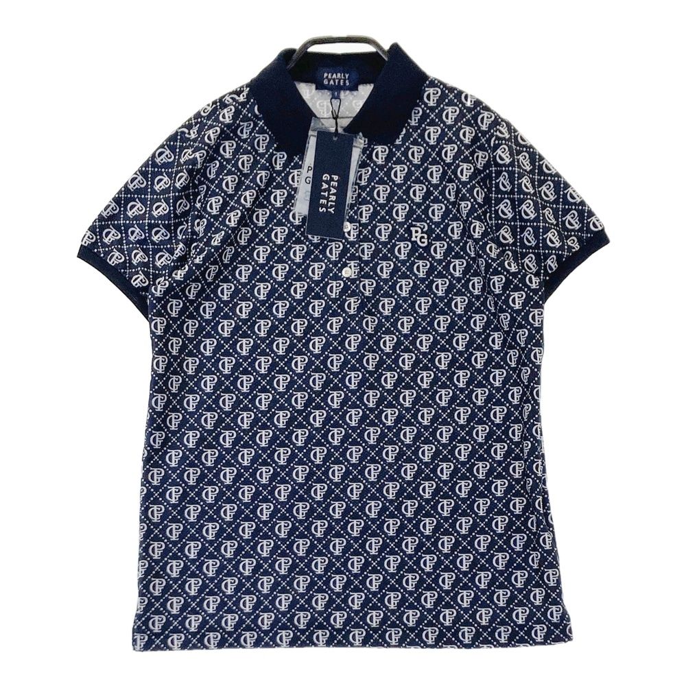 サイズ 1 PEARLY GATES パーリーゲイツ モデル 半袖ポロシャツ モノグラム柄 ネイビー系 240101503264 ゴルフウェア レディース ストスト