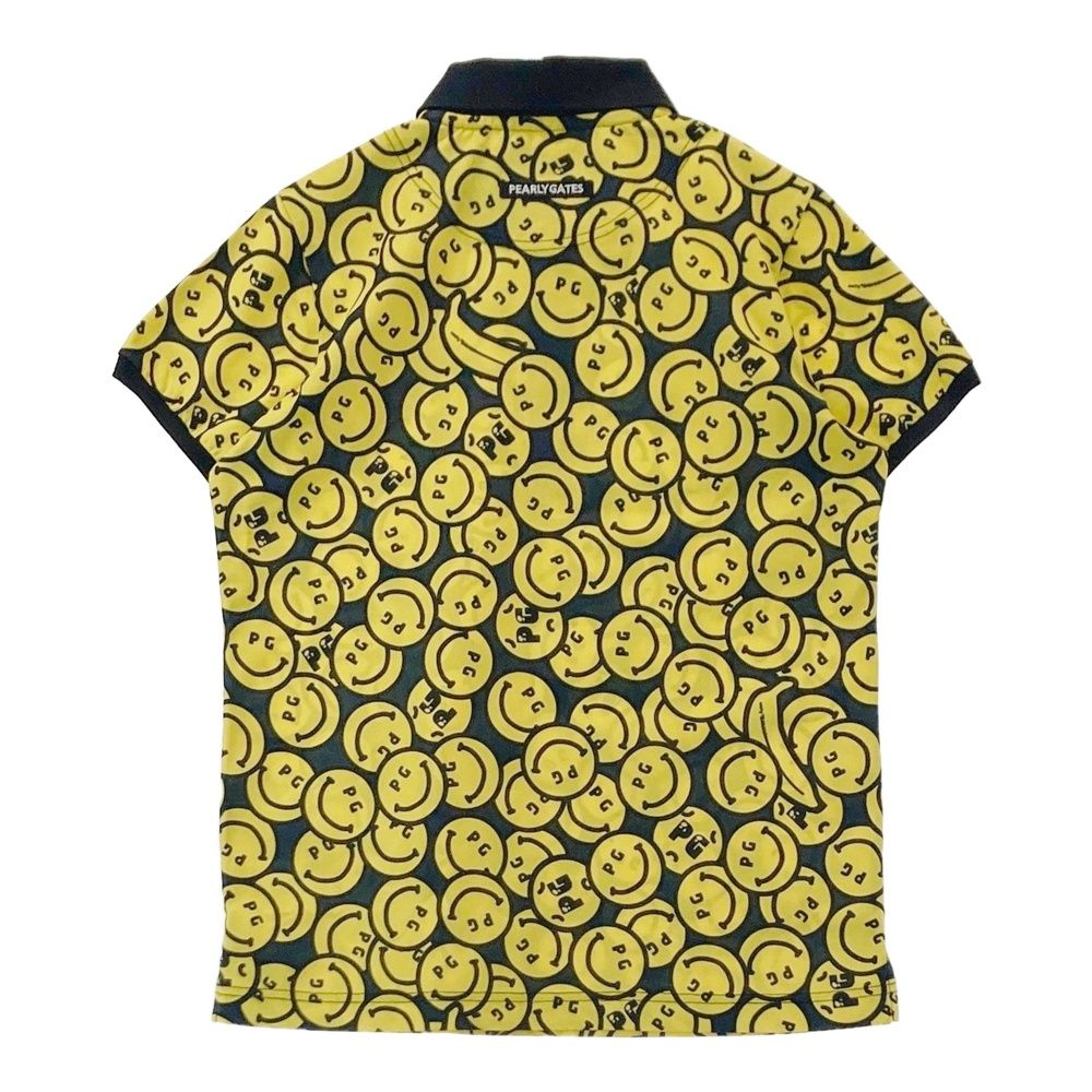 サイズ 1 PEARLY GATES パーリーゲイツ モデル 半袖ポロシャツ ニコちゃん総柄 ネイビー系 ゴルフウェア レディース ストスト