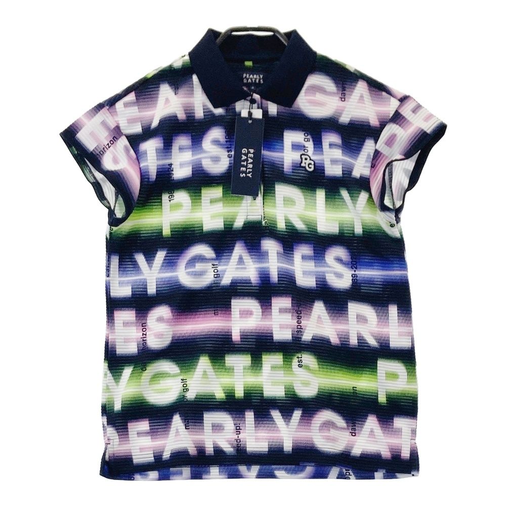 サイズ 0 PEARLY GATES パーリーゲイツ モデル 半袖ポロシャツ 総柄 ブラック系 240101508450 ゴルフウェア レディース ストスト