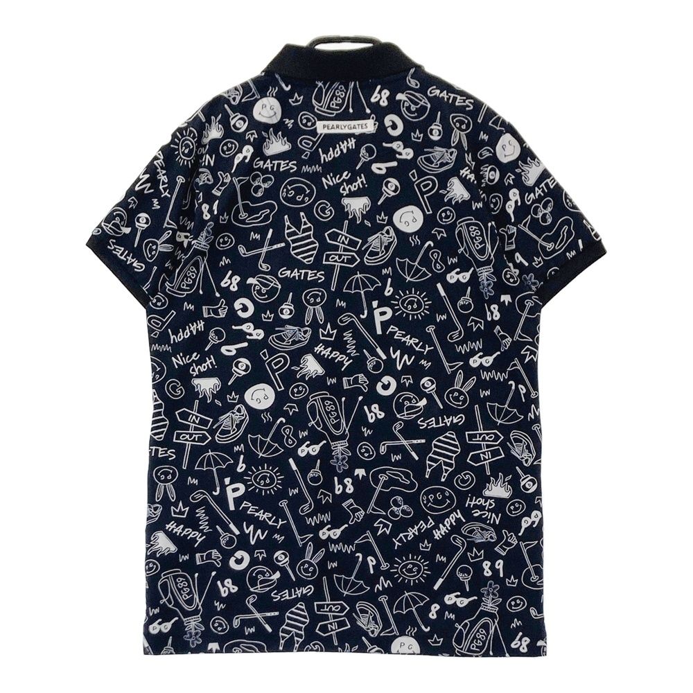 サイズ 1 PEARLY GATES パーリーゲイツ モデル 半袖ポロシャツ COOLピケ ニコちゃん PGBK 総柄 ブラック系 ゴルフウェア レディース ストスト