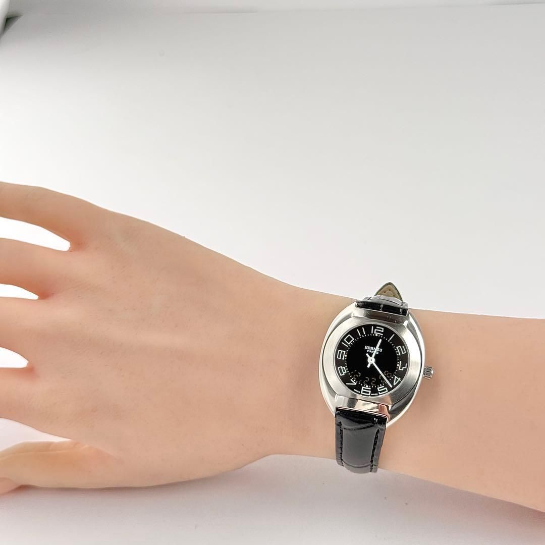 ベルト 517 エルメス アナデジ エスパス レディース ブラック文字盤