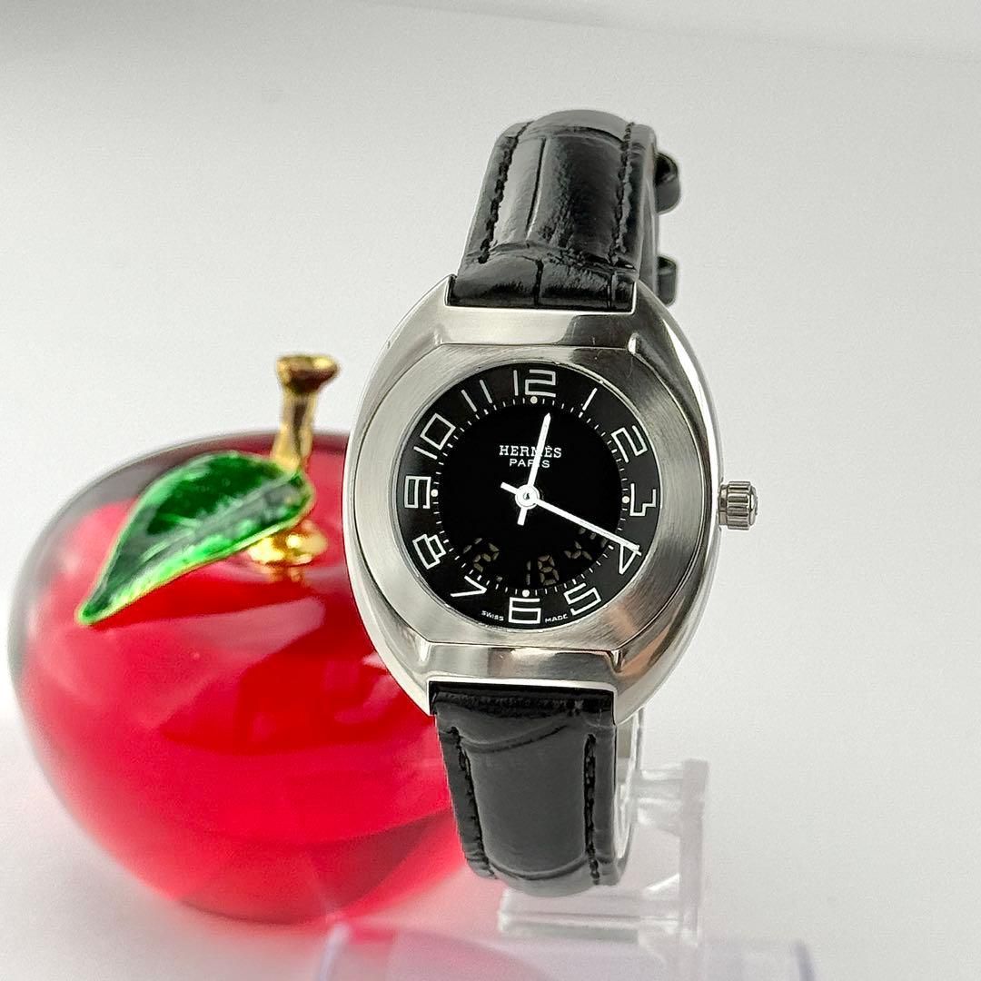 【新品電池】873 エルメス エスパス アナデジ デジアナ レディース 人気 新品ベルト】517 エルメス アナデジ エスパス レディース ブラック文字