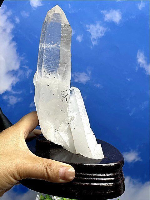  超強いパワー 藍針入り 天然水晶クラスターB88B6 202B76A 小物トレー 置物 インテリア小物