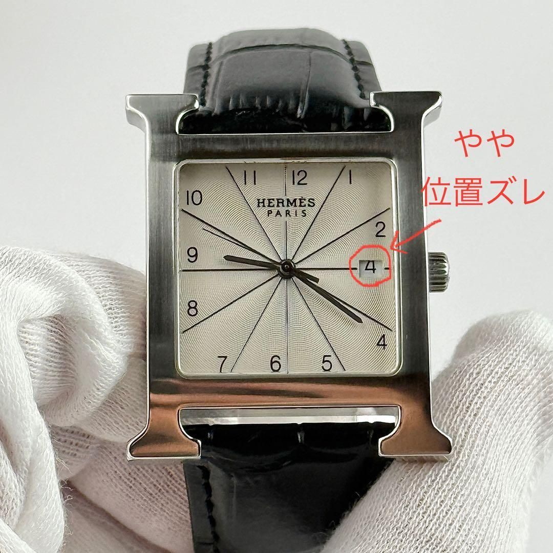 新品ベルト】723 エルメス Hウォッチ HH1.810 メンズ デイト 高級