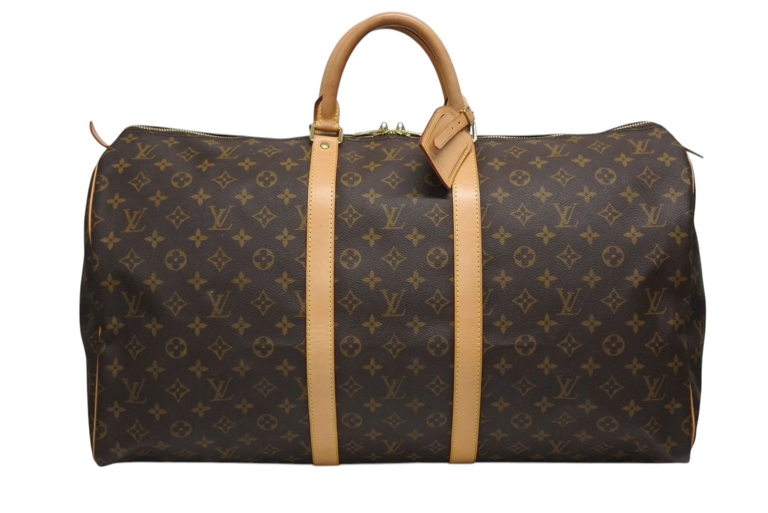 LOUIS VUITTON ルイヴィトン キーポル55 ボストンバッグ M41424 モノグラム PVCコーティングキャンバス ヌメ革 ブラウン 4b008562