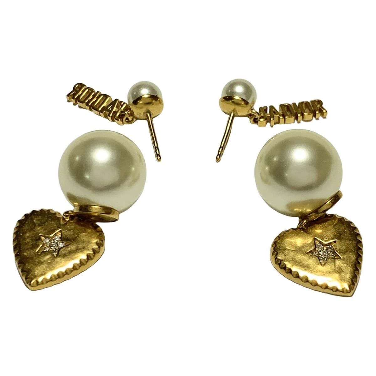  DIOR ChristianDior ディオール クリスチャンディオール ピアス トライバルボール ゴールド アイボリー ハート スター J ADIOR ピアス(両耳用) アクセサリー