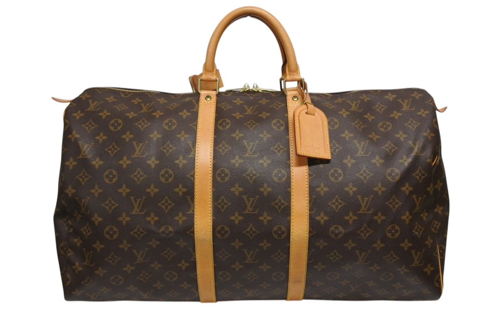 LOUIS VUITTON ルイヴィトン キーポル55 ボストンバッグ M41424 モノグラム PVC ヌメ革 ブラウン 4b008568
