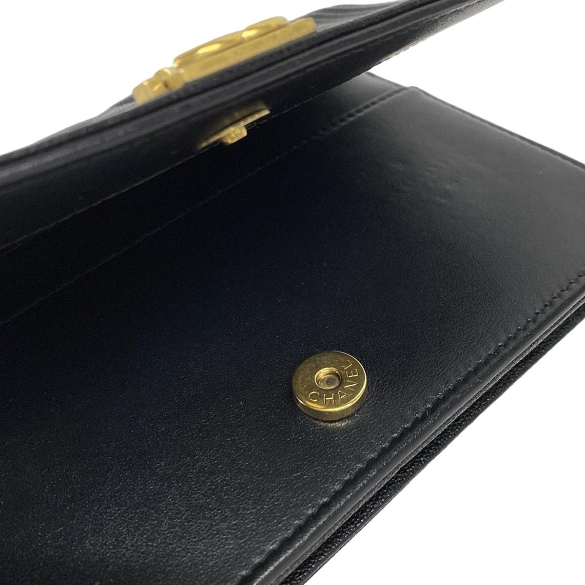  CHANEL シャネル 財布 ボーイシャネル マトラッセ 黒 チェーンウォレット マットゴールド金具 その他 小物