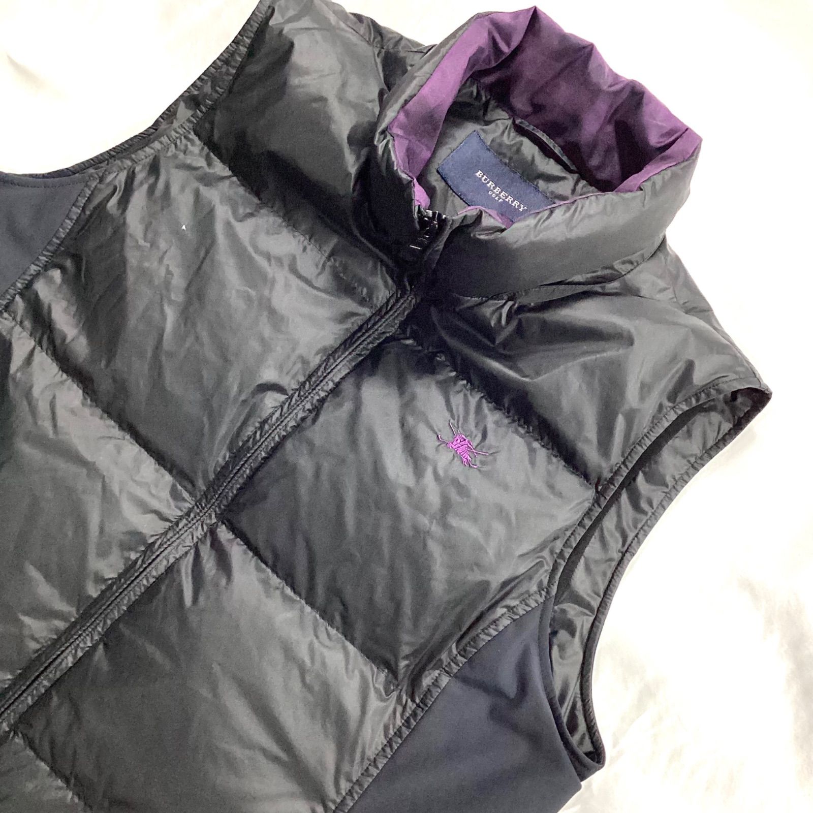 新品未使用★BURBERRY GOLF　バーバリーゴルフ　レディースダウンベスト BURBERRY GOLF バーバリーゴルフ ダウンベスト ブラック パープル