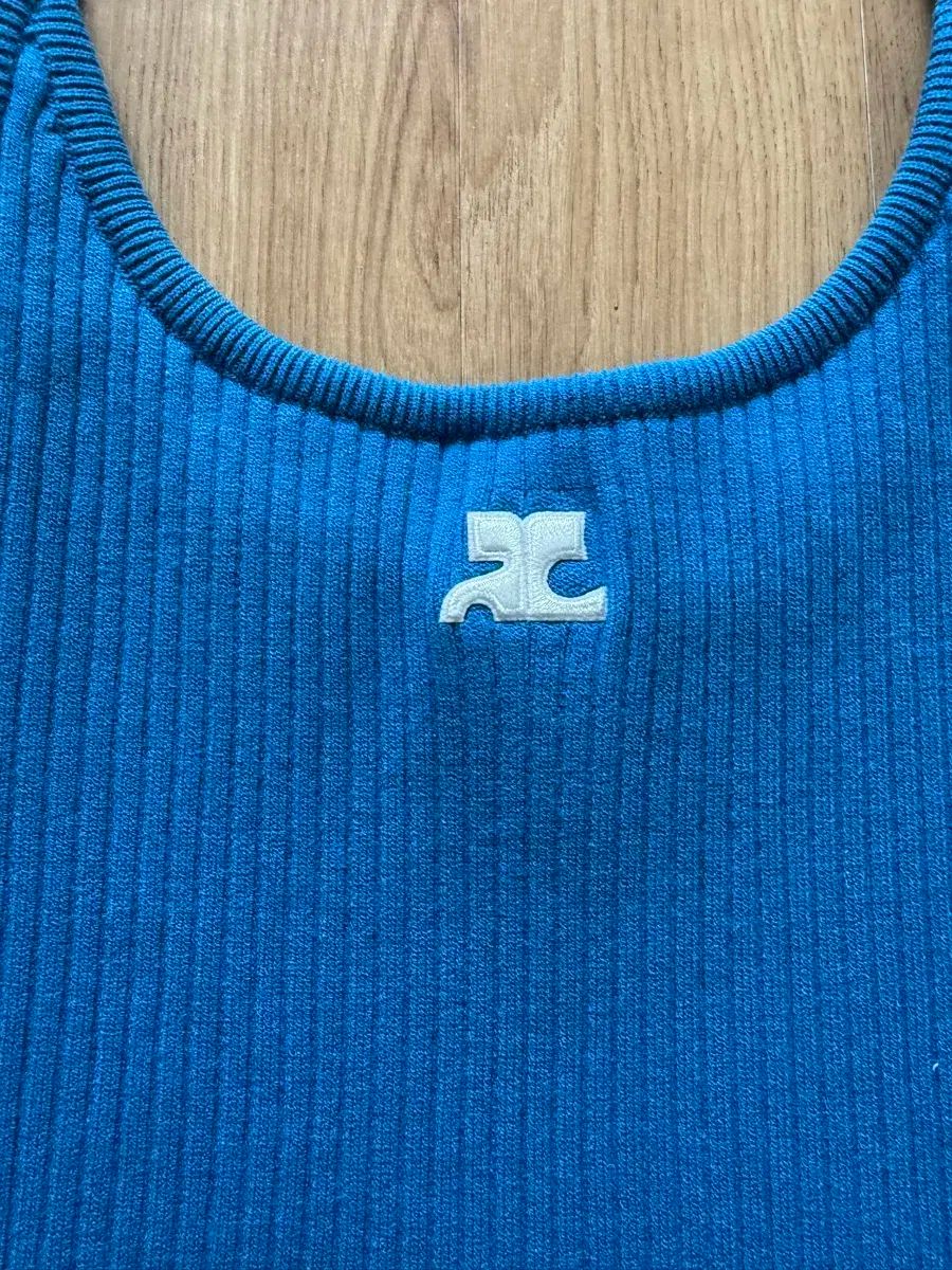 クレージュ ブルー ゴージ ニット ノースリーブ トップス 55-66