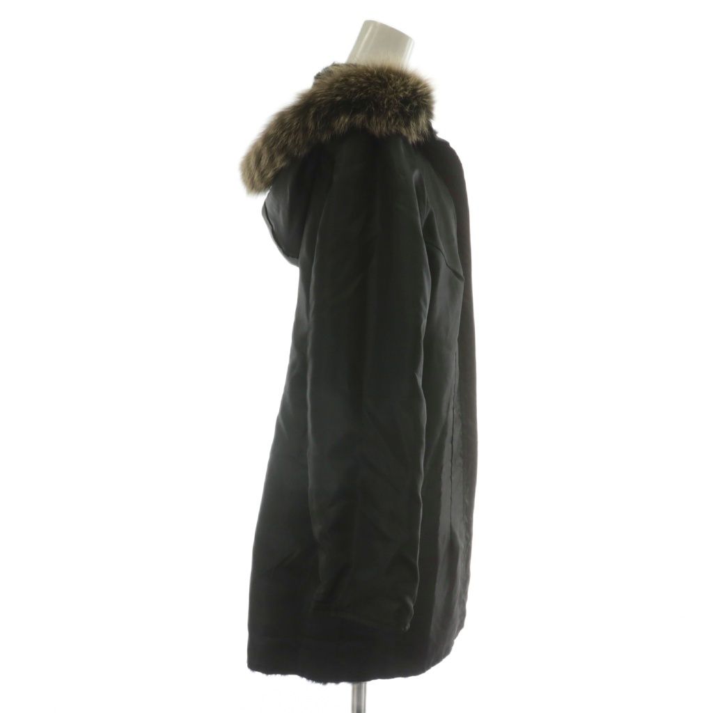 ノーブランド モッズコート ライナーのみ アウター ナイロン ファー 毛皮 フード 黒 ブラック XZ GY18