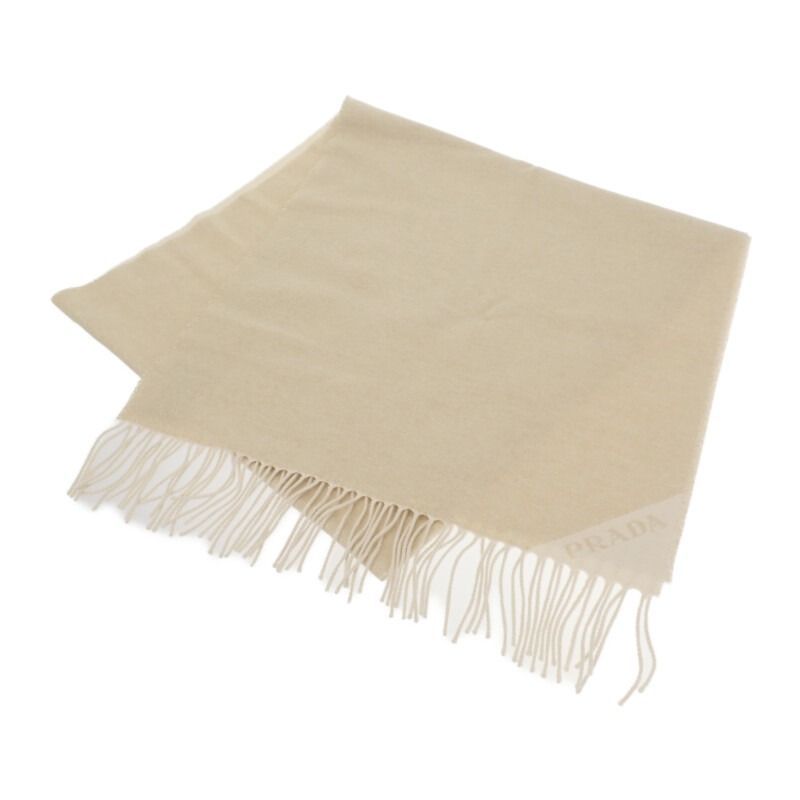 糸引きあり プラダ PRADA ジャガードイブニングスカーフ ストール シルク カシミヤ ホワイト ゴールド レディース