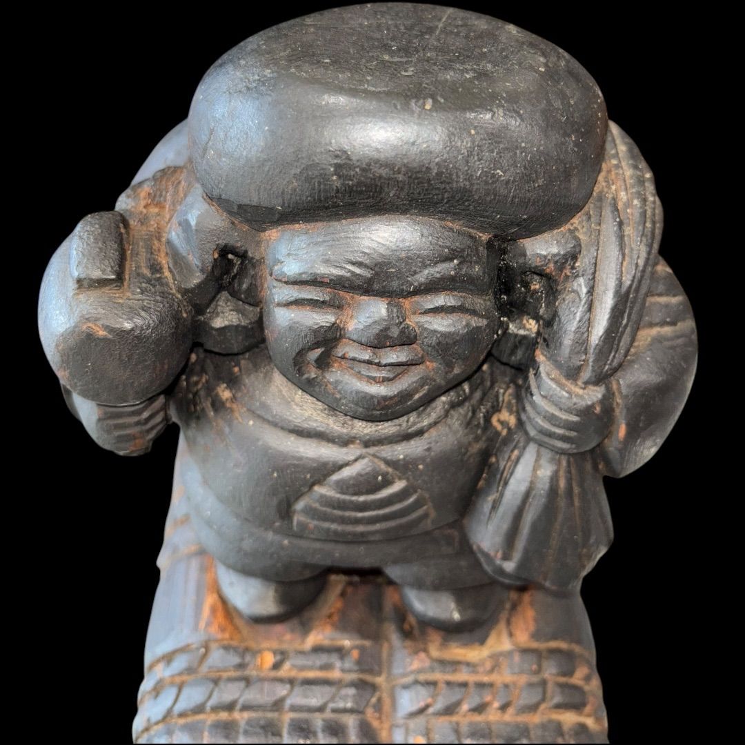 江戸時代 木彫 木造 大黒天 大黒様 江戸時代 木彫 木造 大黒天 大黒様 江戸時代 木造大黒天像（1603–1867