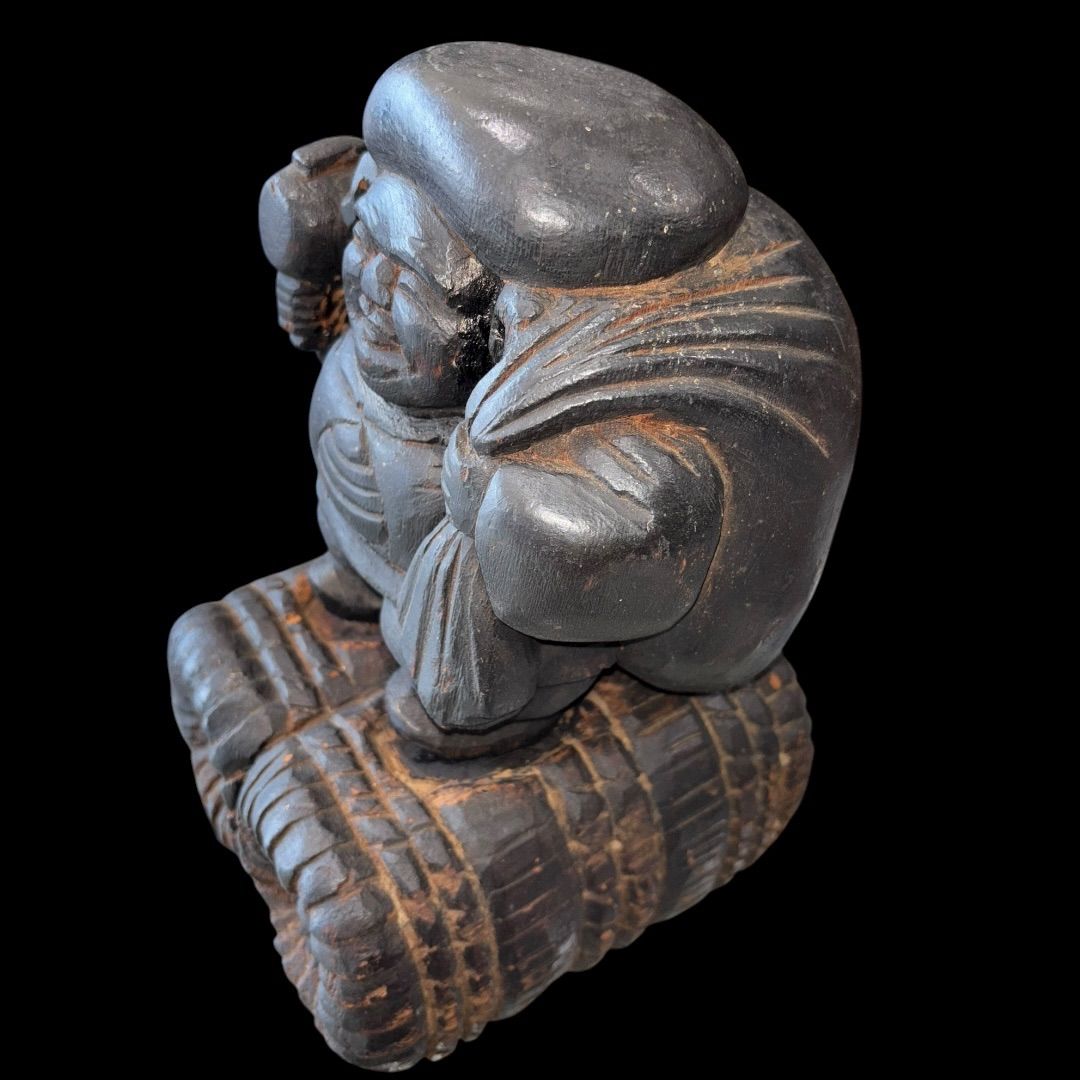 大黒天 木彫り 一刀彫 江戸時代 置物 インテリア 一点物 縁起物