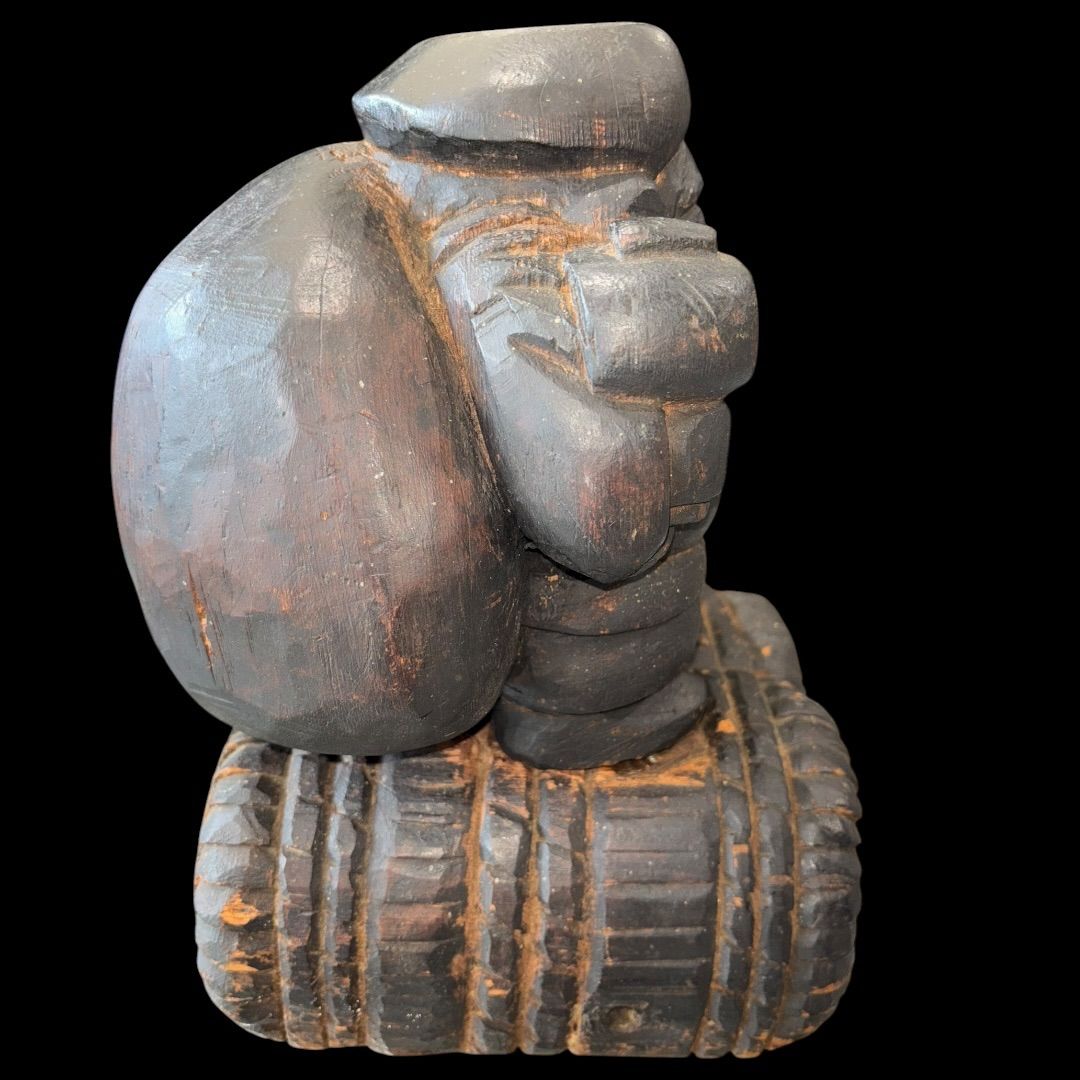 大黒天 木彫り 一刀彫 江戸時代 置物 インテリア 一点物 縁起物