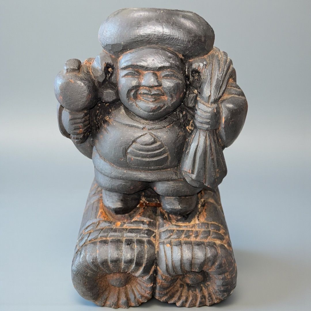 大黒天 木彫り 一刀彫 江戸時代 置物 インテリア 一点物 縁起物